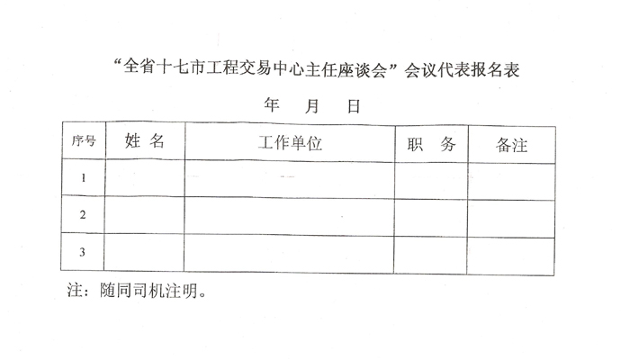 关于召开全省十七市工程交易中心主任座谈会的通知