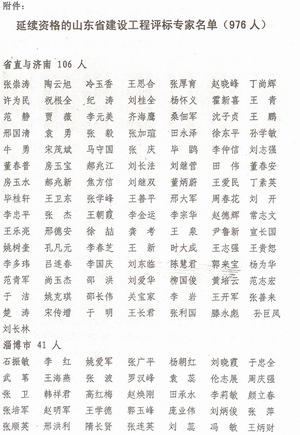 关于公布2011年山东省建设工程评标专家资格延续名单的通知